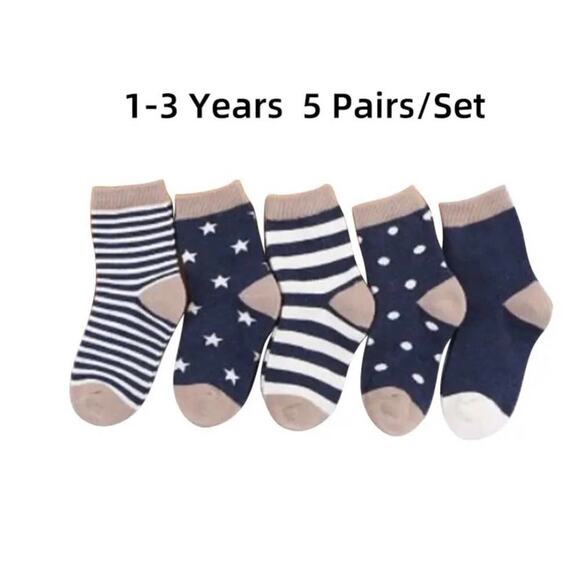 New 5 pair kids toddler socks age 1-3 years - Picture 1 of 3